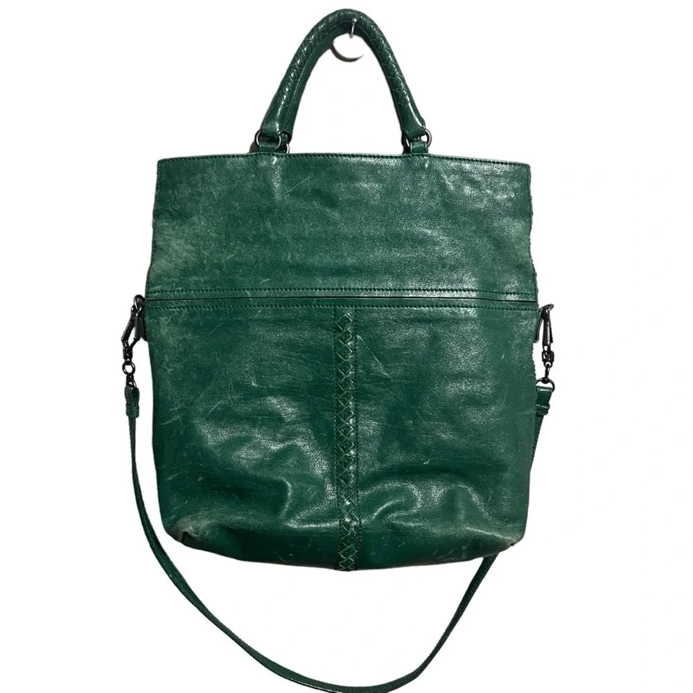 Bottega Veneta Intrecciato Trimmed Cervo Leather Green Tote Bag